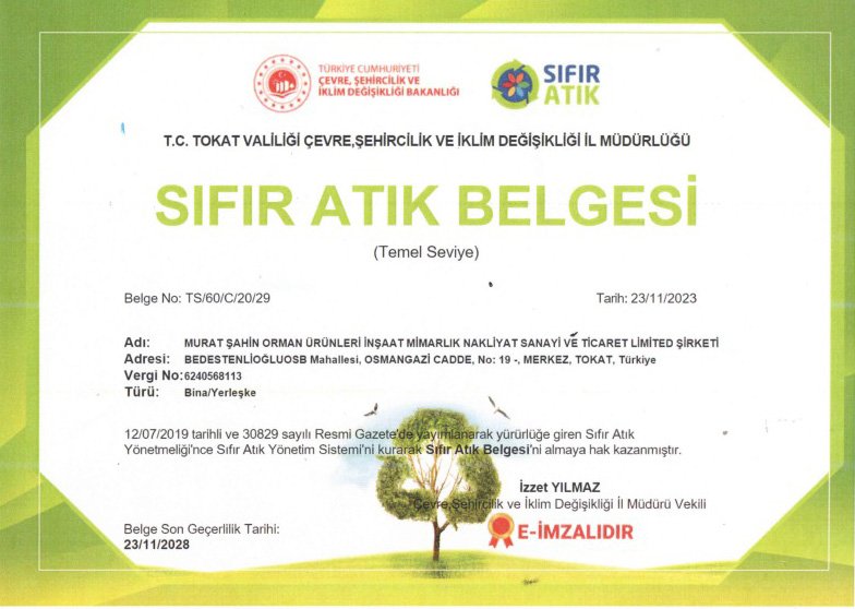 Sıfır Atık Belgesi (Temel Seviye)